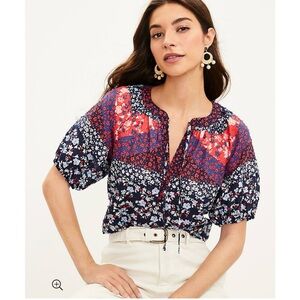 Beautiful LOFT Floral Peasant Blouse - Size Small